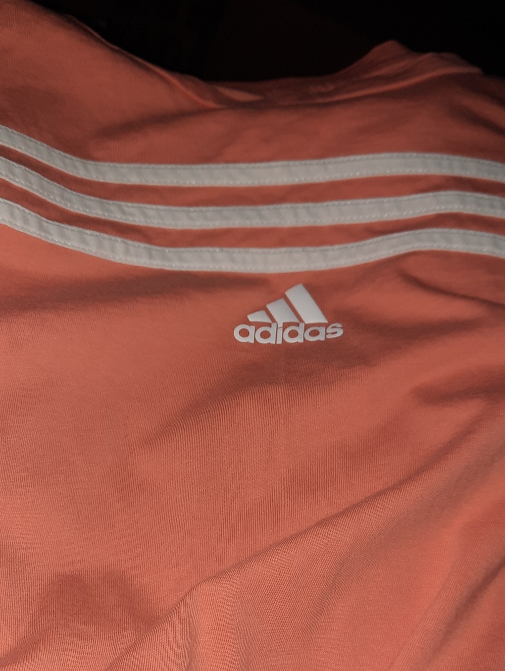 Adidas Coral & White 3 Stripe Design Half Sleeve T-Shirt Women's Size Medium